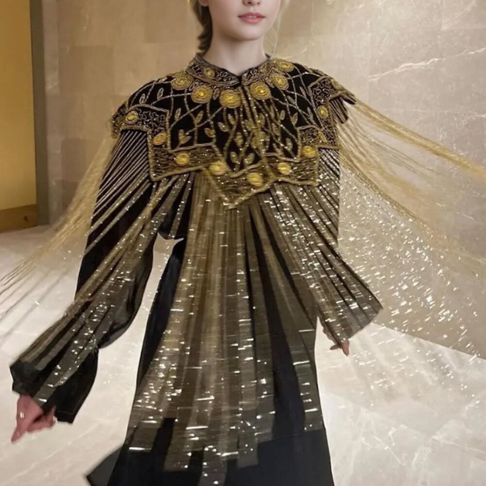Vintage Style Luxury Beaded Evening Wrap - Tassel Cape Jacket